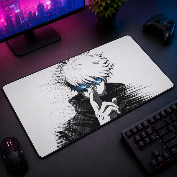 Gojo Infinite Void Monochrome Desk Mat Mockup