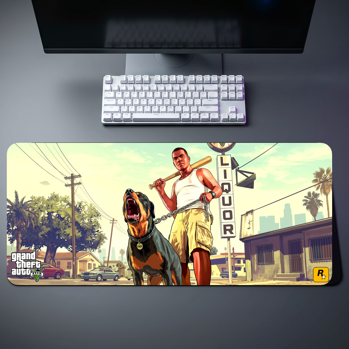 GTA V Franklin Chop City Desk Mat 084