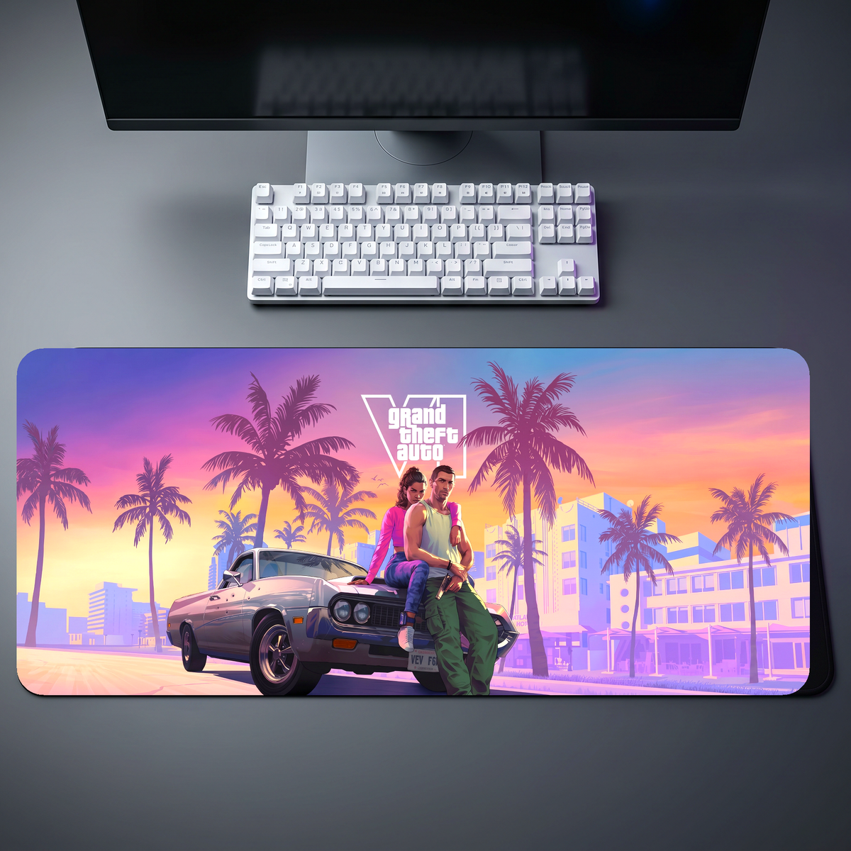GTA VI Lucia Jason Beach Desk Mat 085