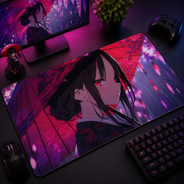 Kaguya Red Umbrella Romance Desk Mat Mockup
