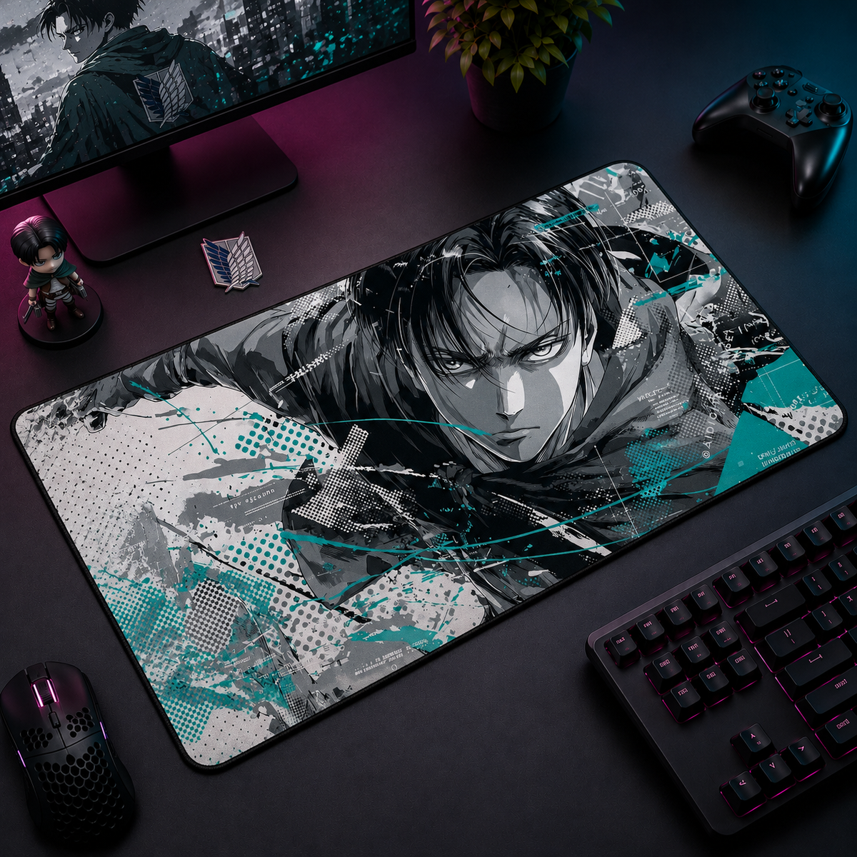 Levi Halftone Justice Desk Mat Mockup