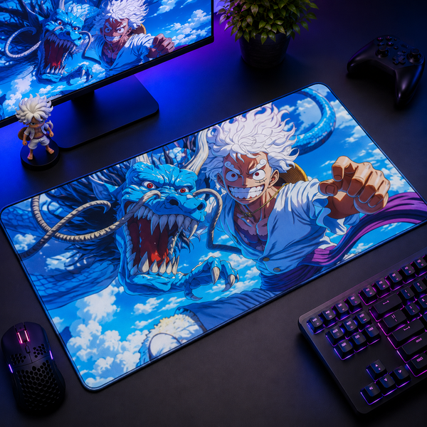 Luffy Joyboy Vs Dragon God Desk Mat Mockup
