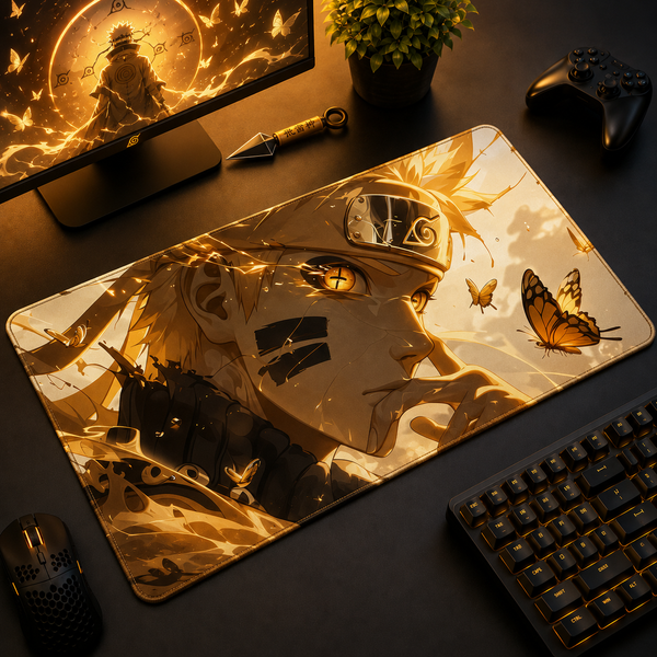 Minato Golden Butterfly Echo Desk Mat Mockup