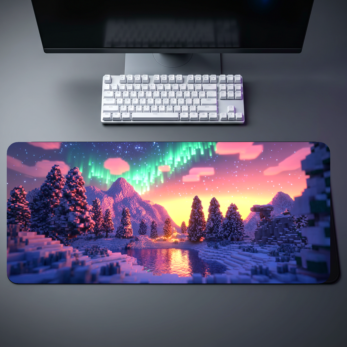 Minecraft Aurora Borealis Winter Desk Mat 122