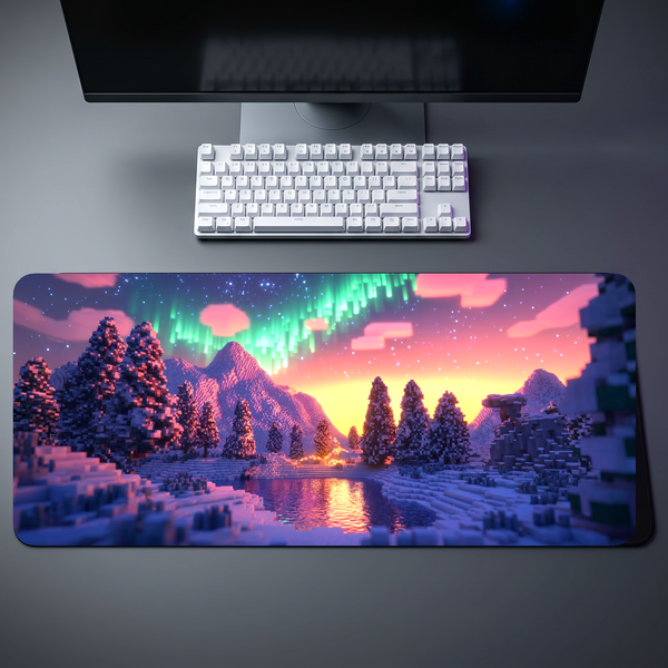 Minecraft Aurora Borealis Winter Desk Mat 122