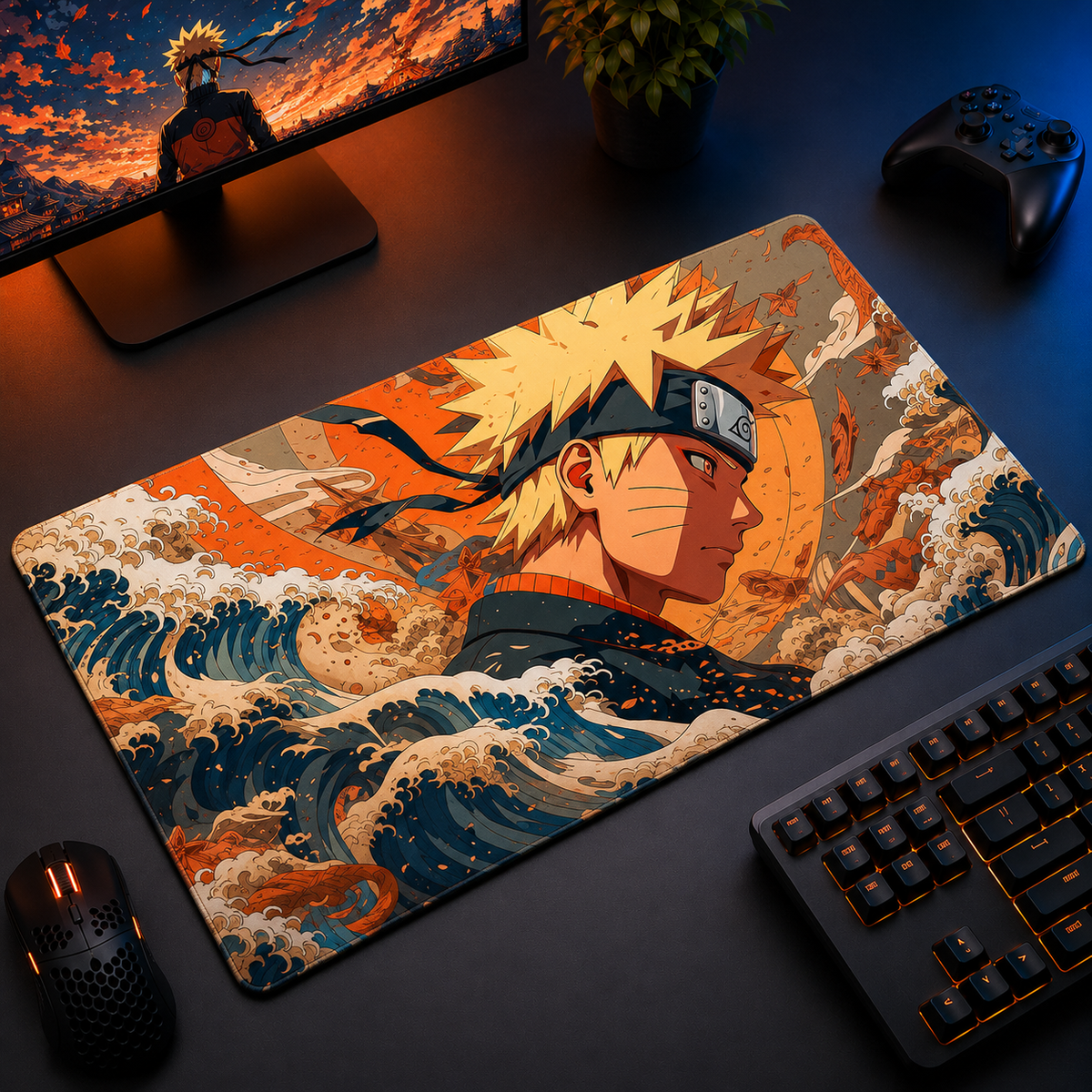Naruto Ukiyo E Sage Ripple Desk Mat Mockup