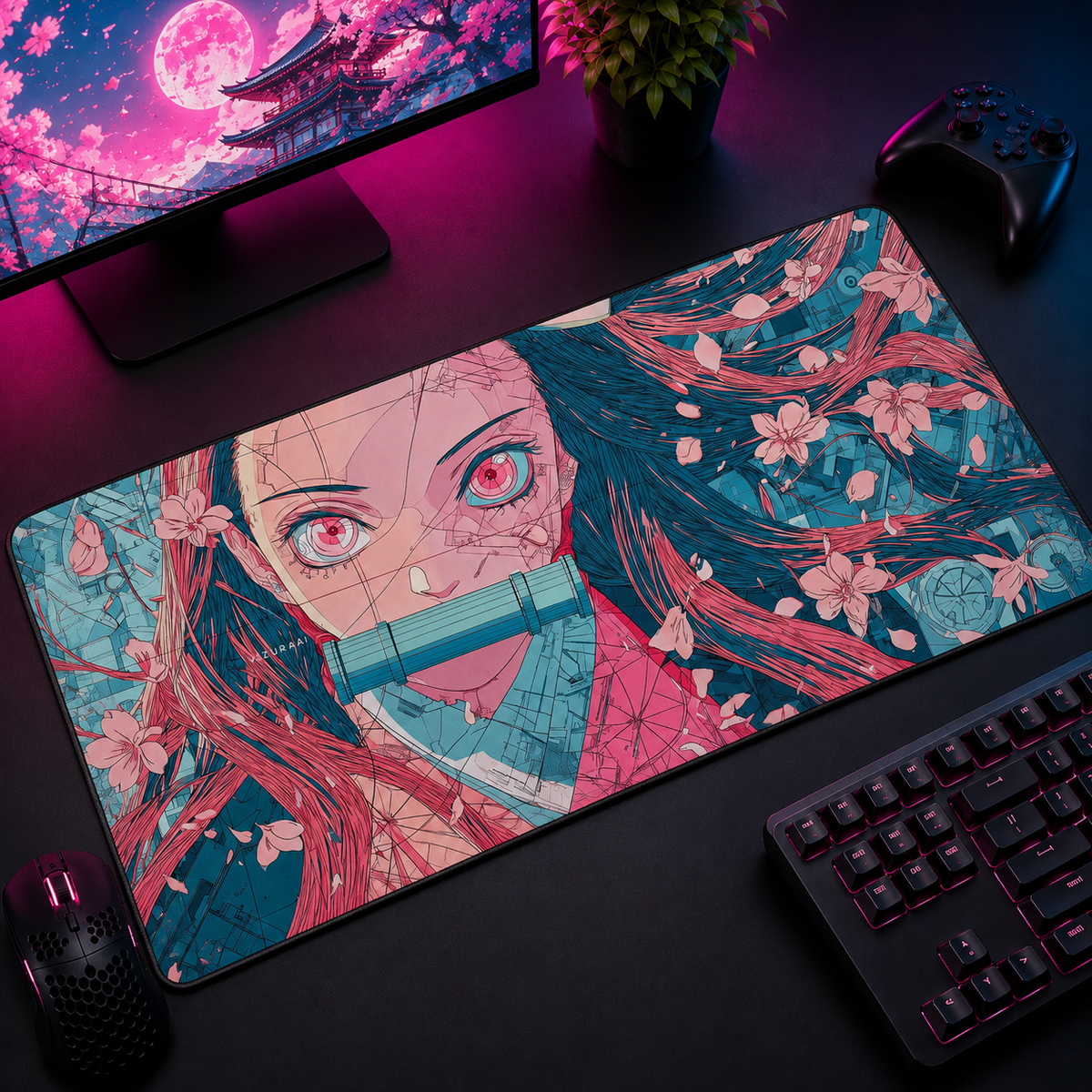 Nezuko Sakura Sanctuary Desk Mat Mockup