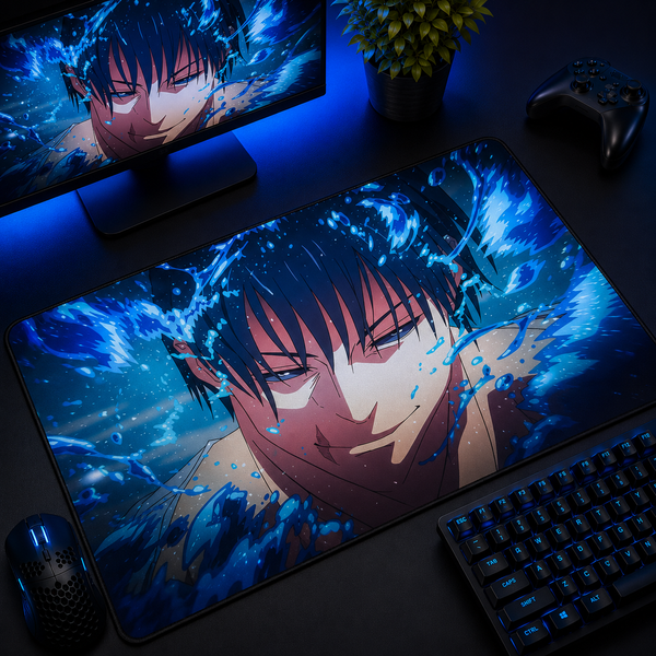 Sukuna Blue Blaze Inferno Desk Mat Mockup
