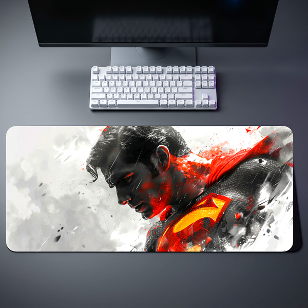 Superman Hope Monochrome Red Gaze Desk Mat 137