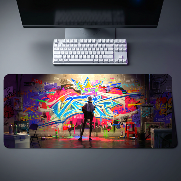 Valorant Jett Sunset Graffiti Mural Desk Mat 109