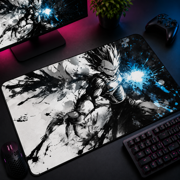 Vegeta Cosmic Blue Finality Desk Mat Mockup