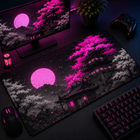Zen Neon Sakura Pagoda Desk Mat Mockup